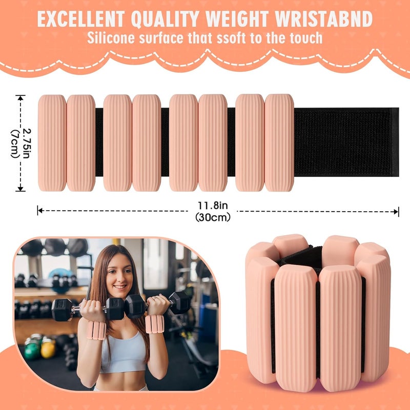 Gallia Wrist Weights, 2Pack Adjustable Wearable Wrist Ankle Weights for Women/Men, Silicone Wrist Bangles for Walking, Yoga, Pilates, and Gym, Arm & Leg Workout, 2lb - Image 2